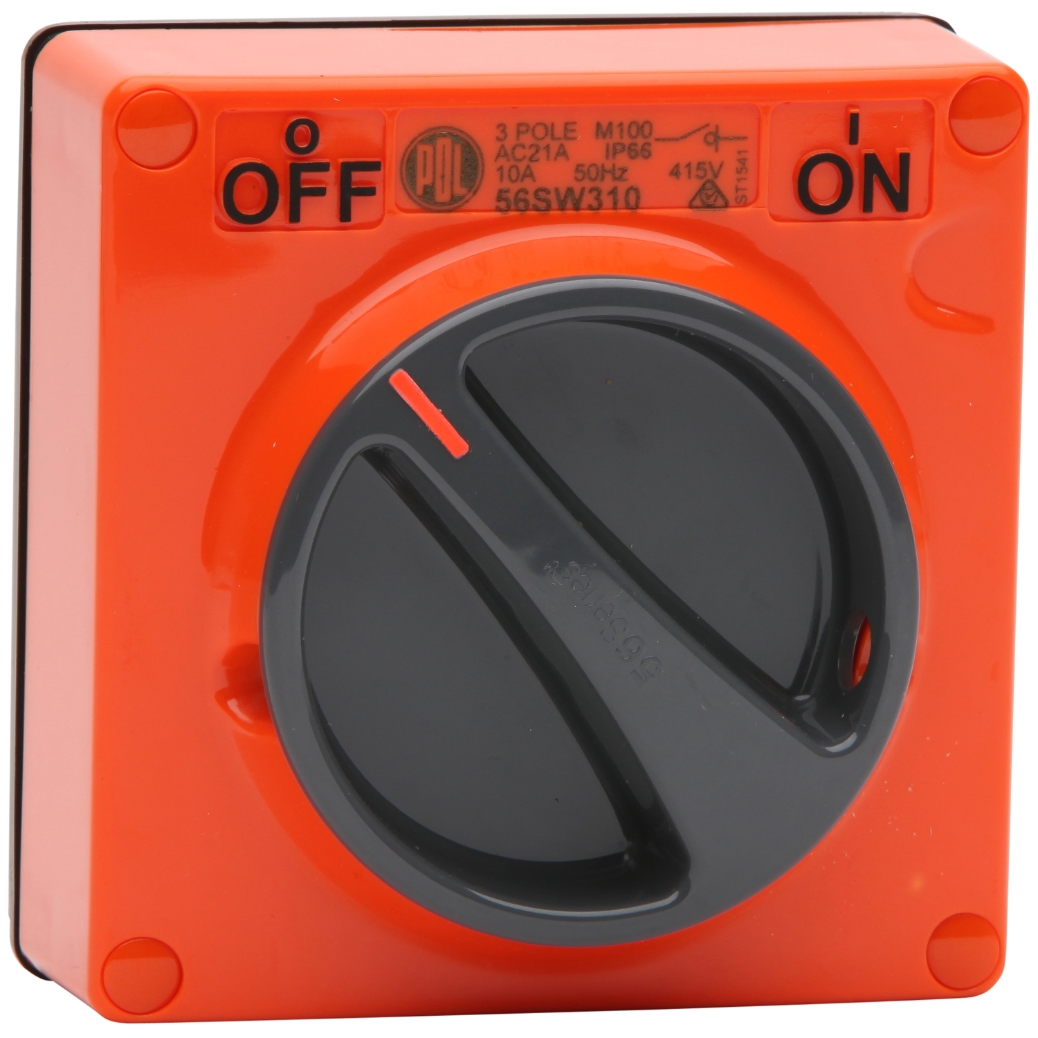 PDL 56 Series - Switch 10A 415V 3-Pole IP66 - Chemical-Resistant Orange
