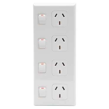 Switched Socket Outlet, 4 Gang, 10A 