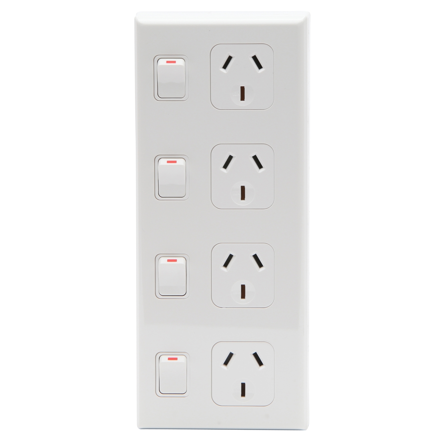 PDL 600 Series - Quad Switched Socket 10A Vertical 4-Gang - White