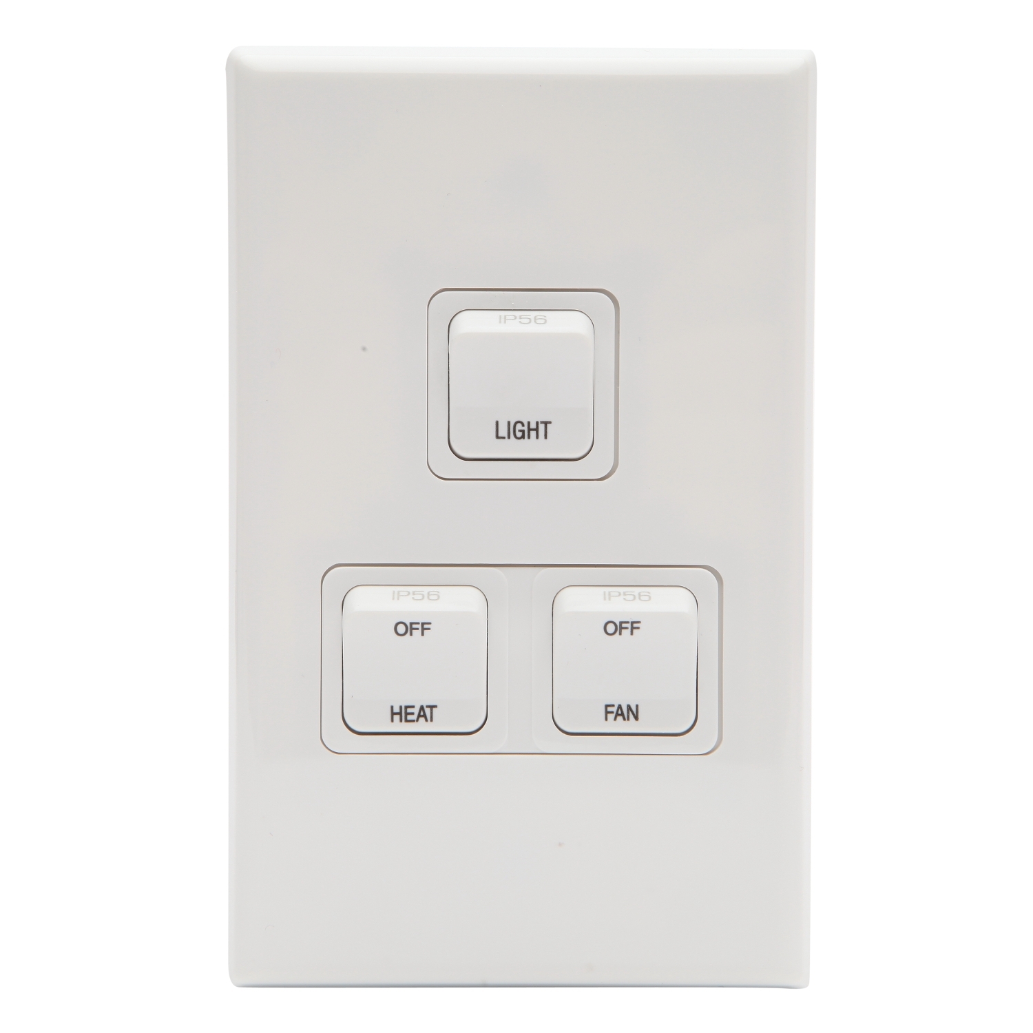 PDL 600 Series - Waterproof Switch 16A 3-Gang FAN/LIGHT/HEAT IP56 - White