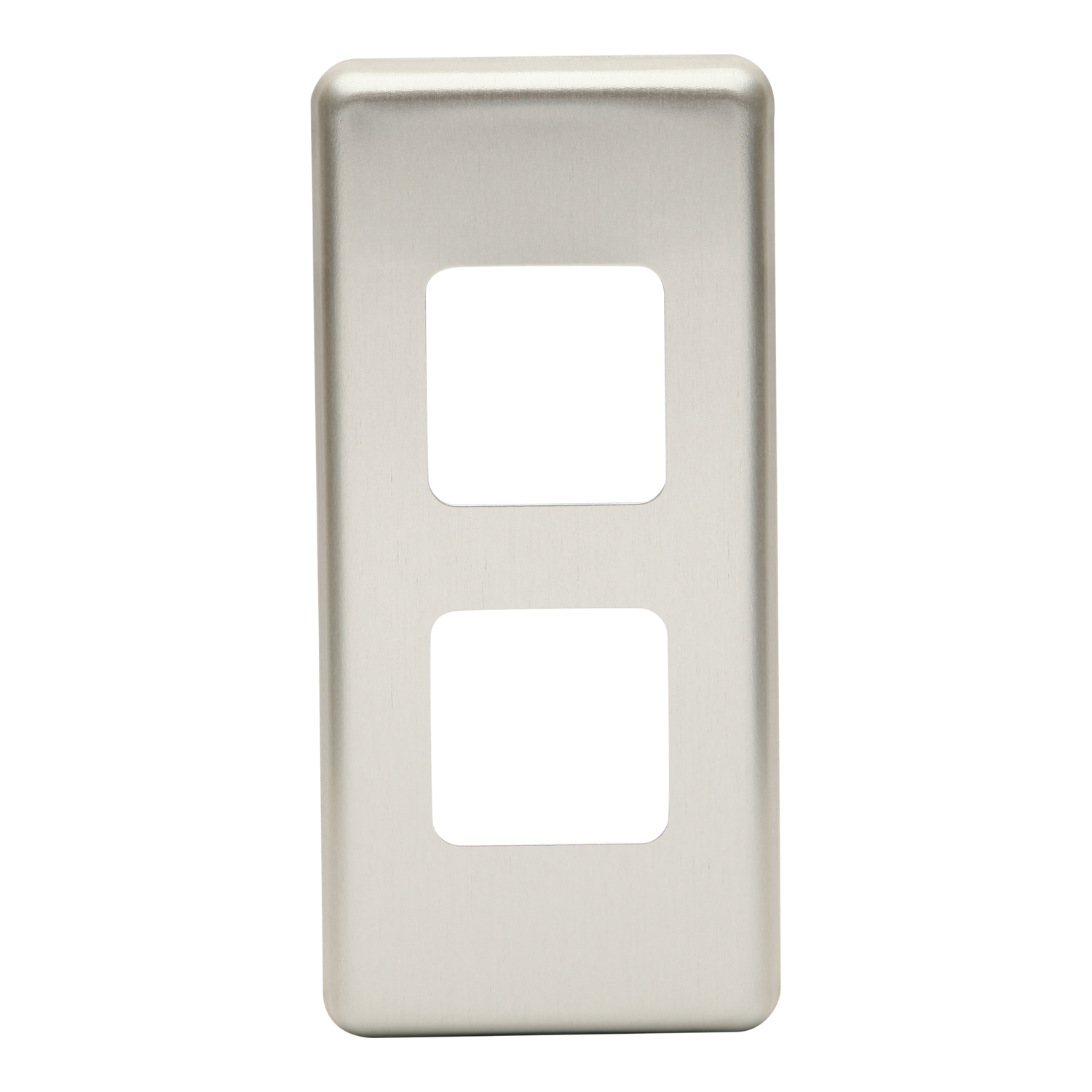 Switch Cover Plate; Metal, For Worktop 2-Apature Switch, Stainless Steel