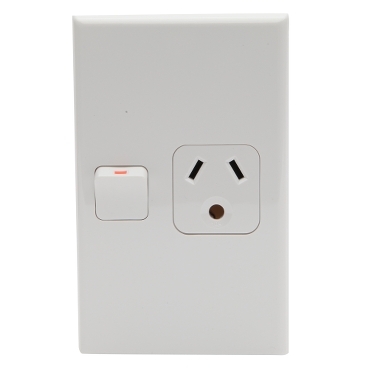 Round Earth Single Vertical Switch Socket Outlet; 10A
