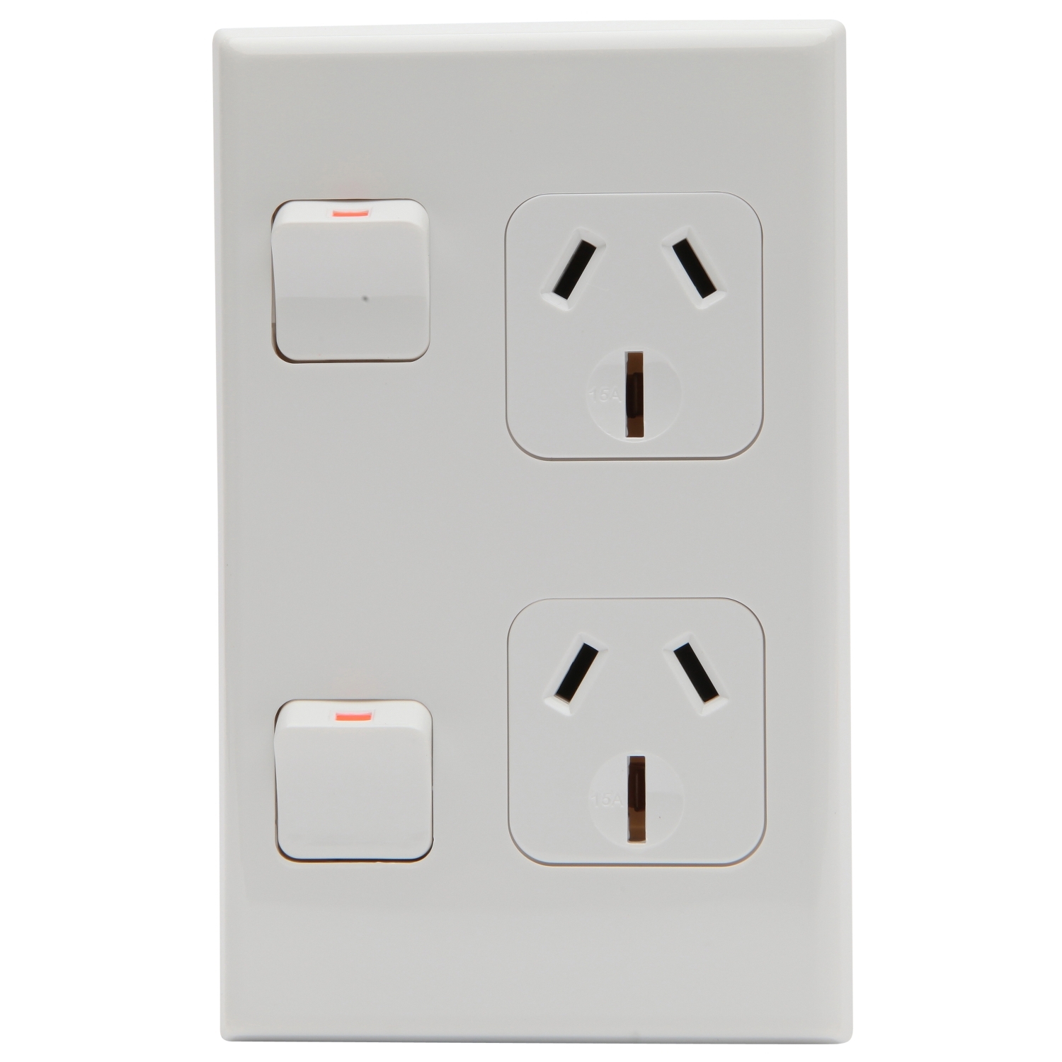 PDL 600 Series - Double Switched Socket 15A Vertical 250V - White