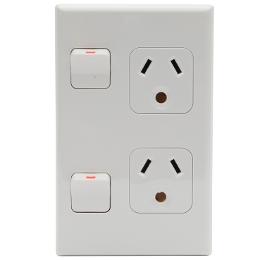 Round Earth Double Vertical Switch Socket Outlet; 10A