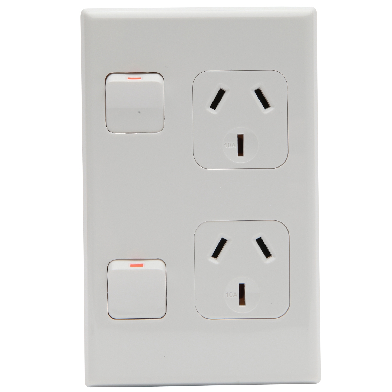PDL 600 Series - Double Switched Socket 10A Vertical 250V - White