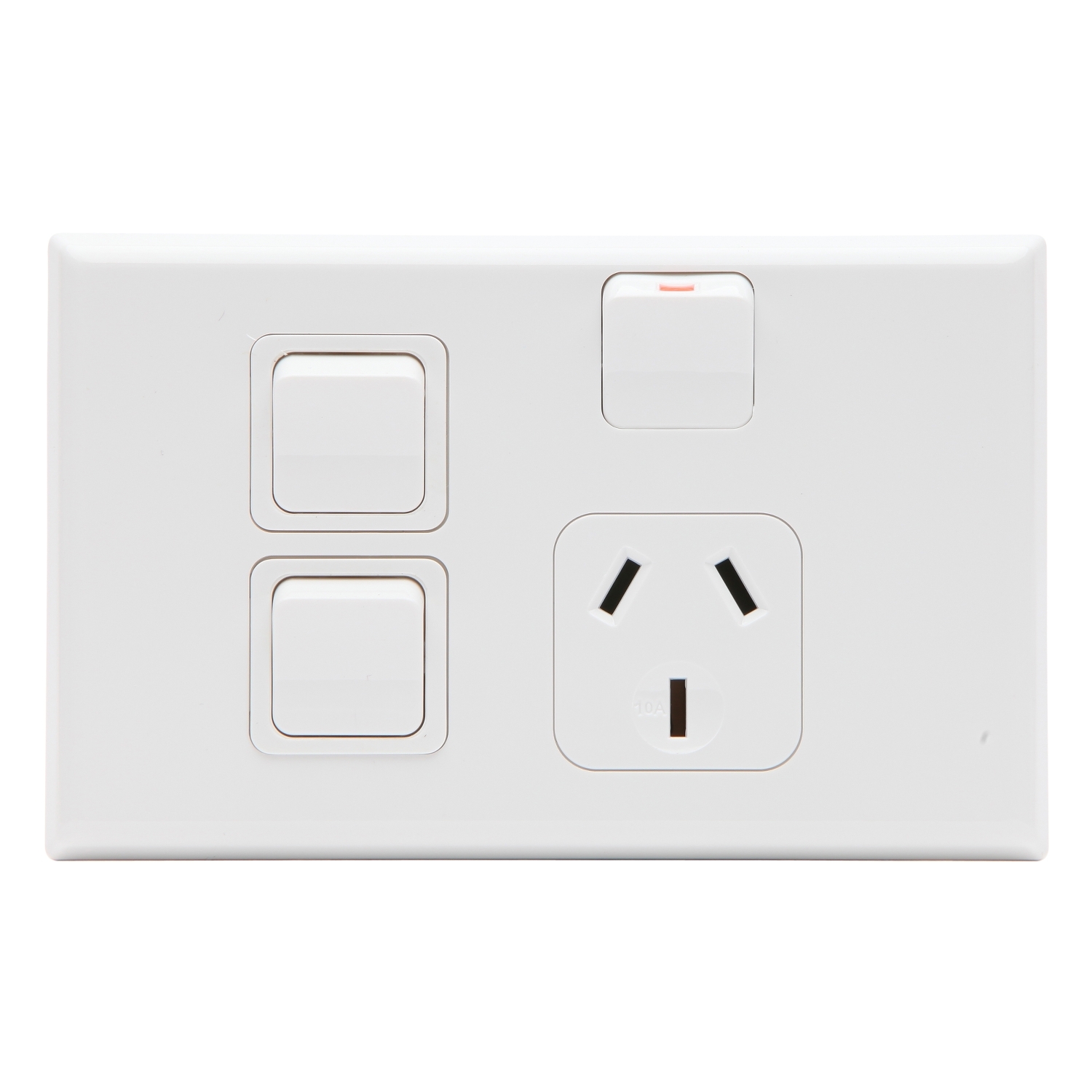 PDL 600 Series - Switched Socket 10A + 2 Switches Horizontal 250V - White