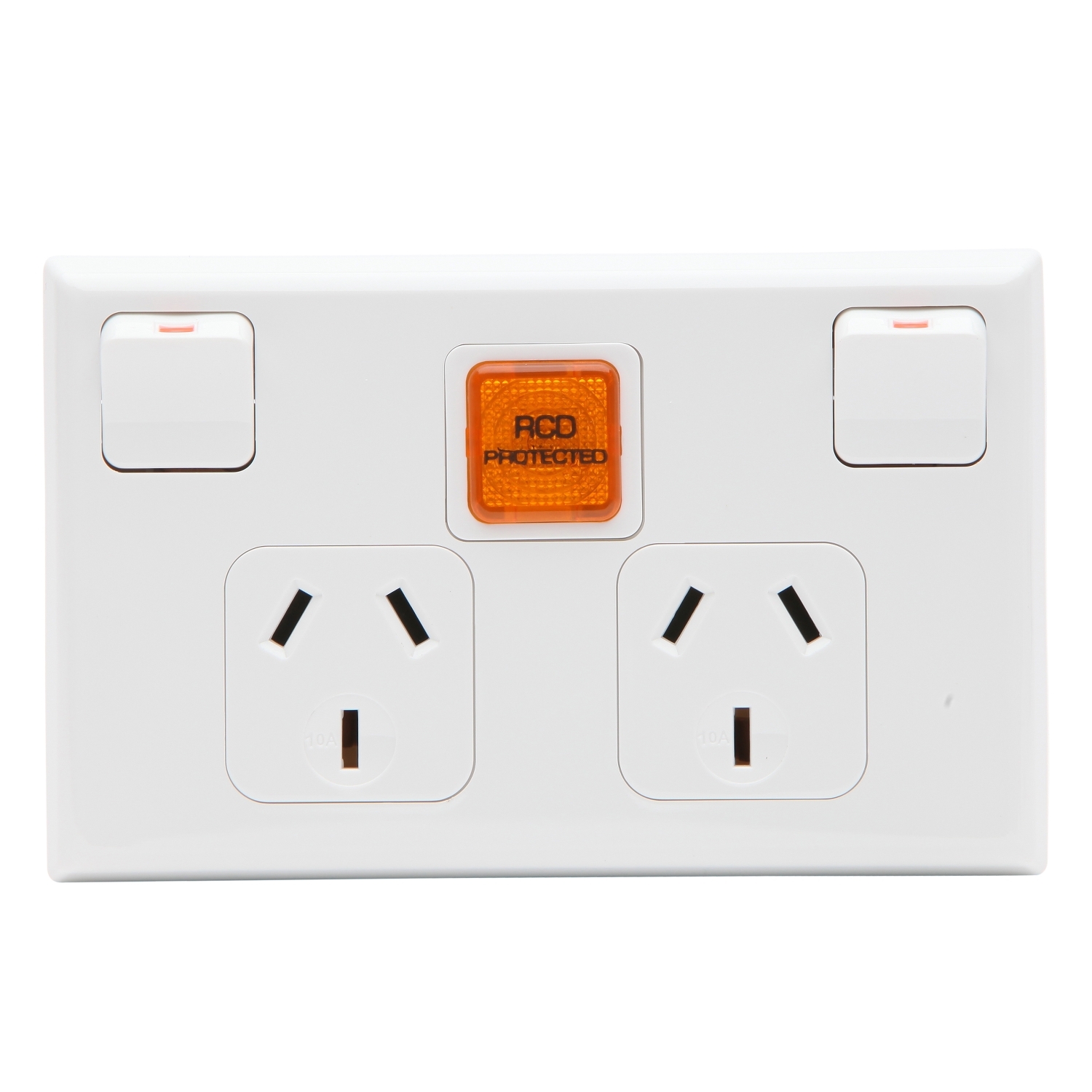 PDL 600 Series - Double Switched Socket 10A + Neon Horizontal - White