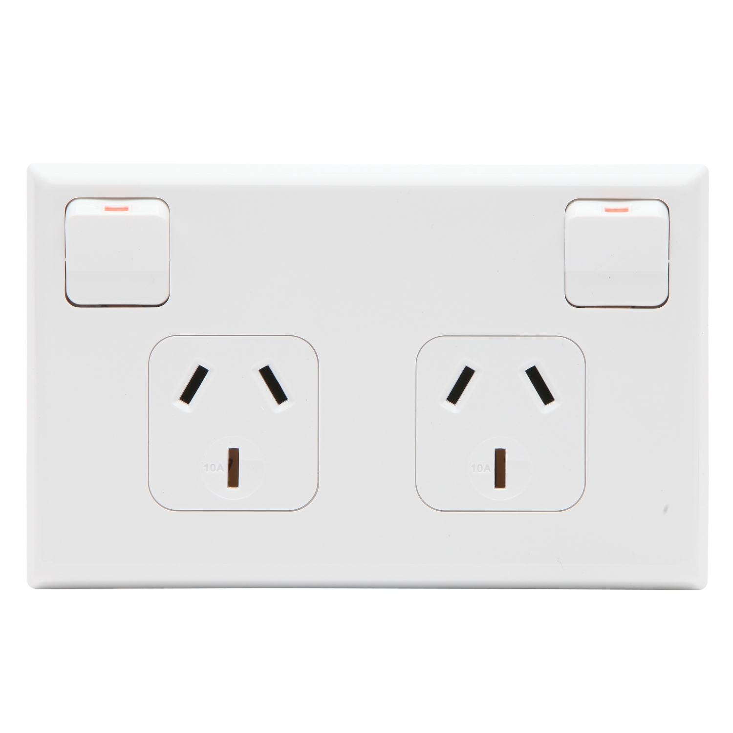 PDL 600 Series - Double Switched Socket 10A Horizontal 250V - White
