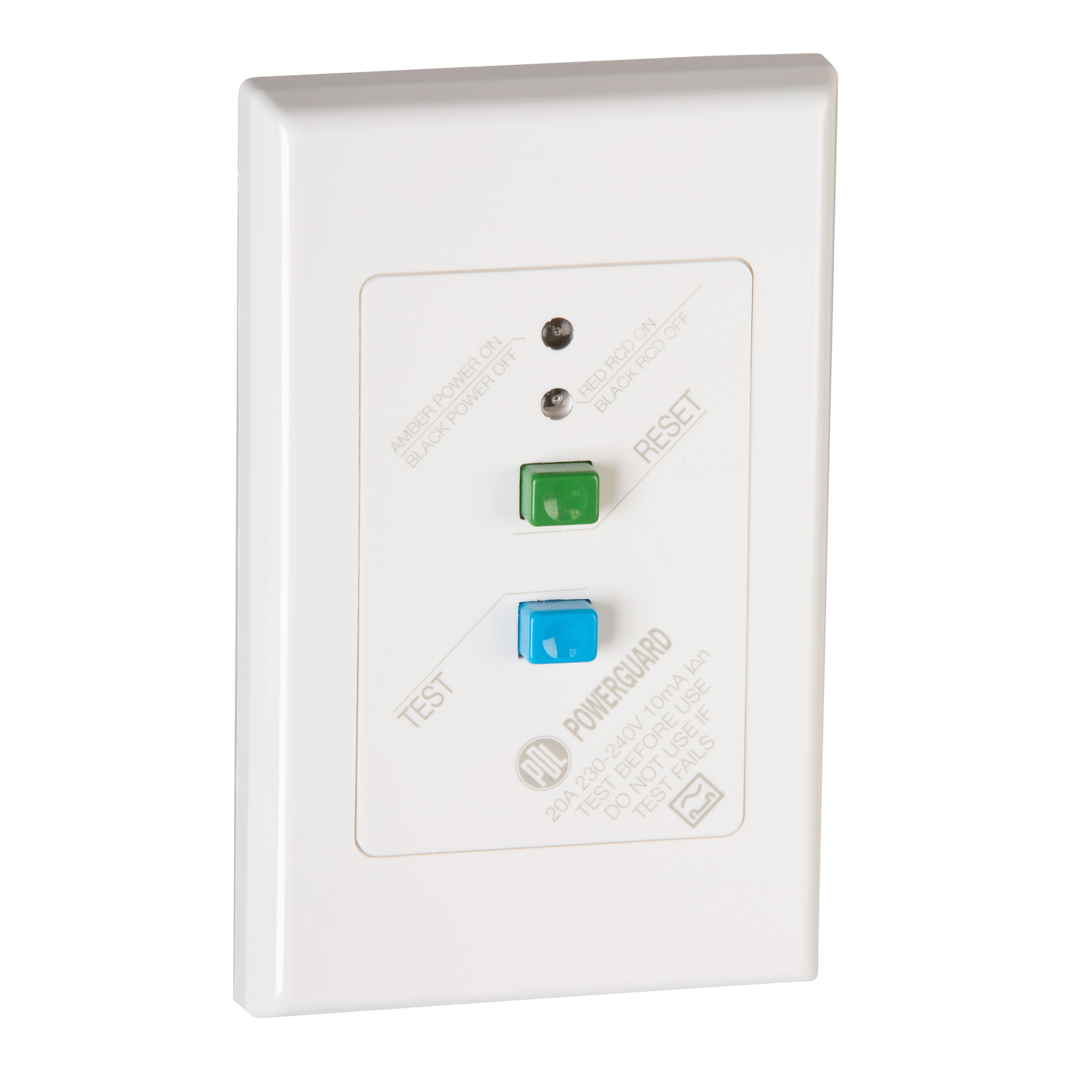 PDL 600 Series - Double Switched Socket 20A RCD 10mA Trip - White