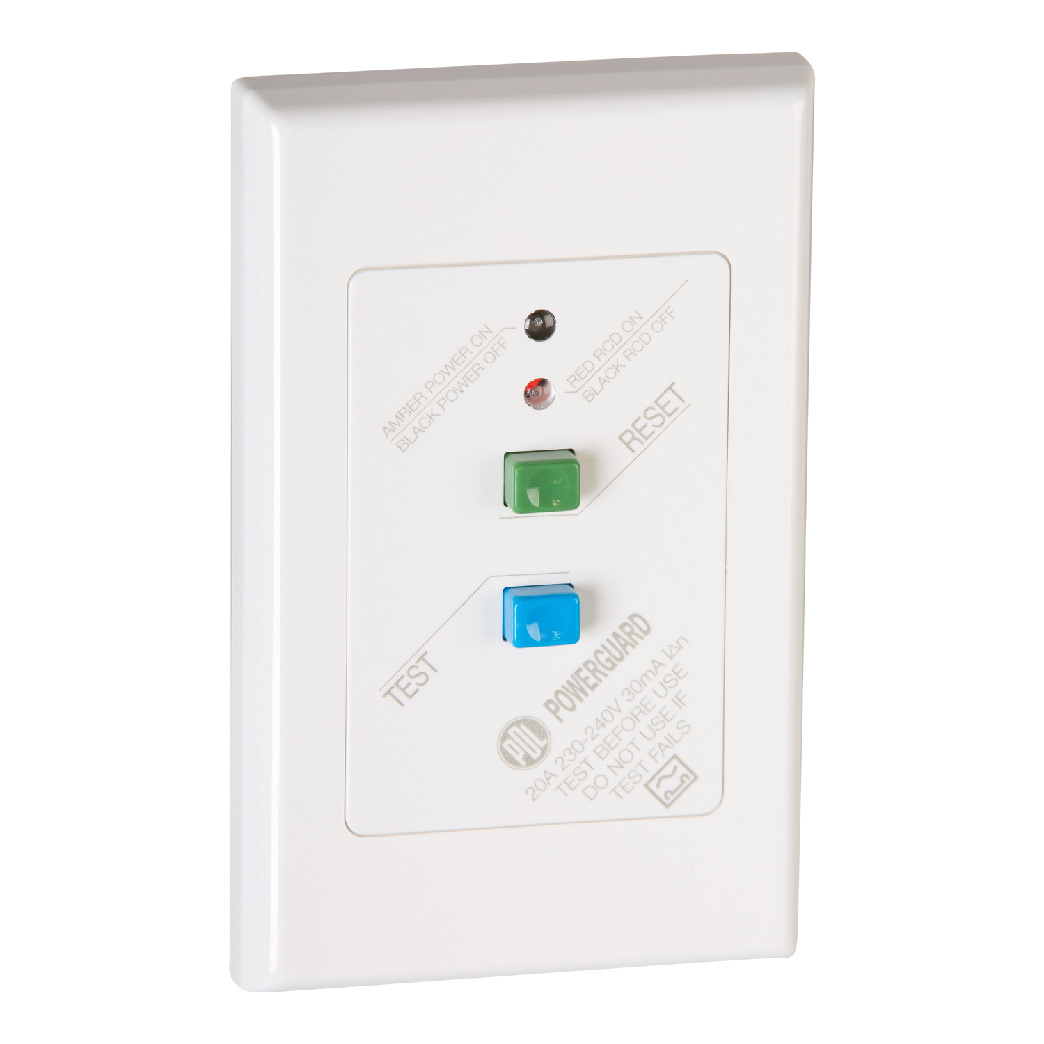 PDL 600 Series - Double Switched Socket 20A RCD 30mA Trip - White