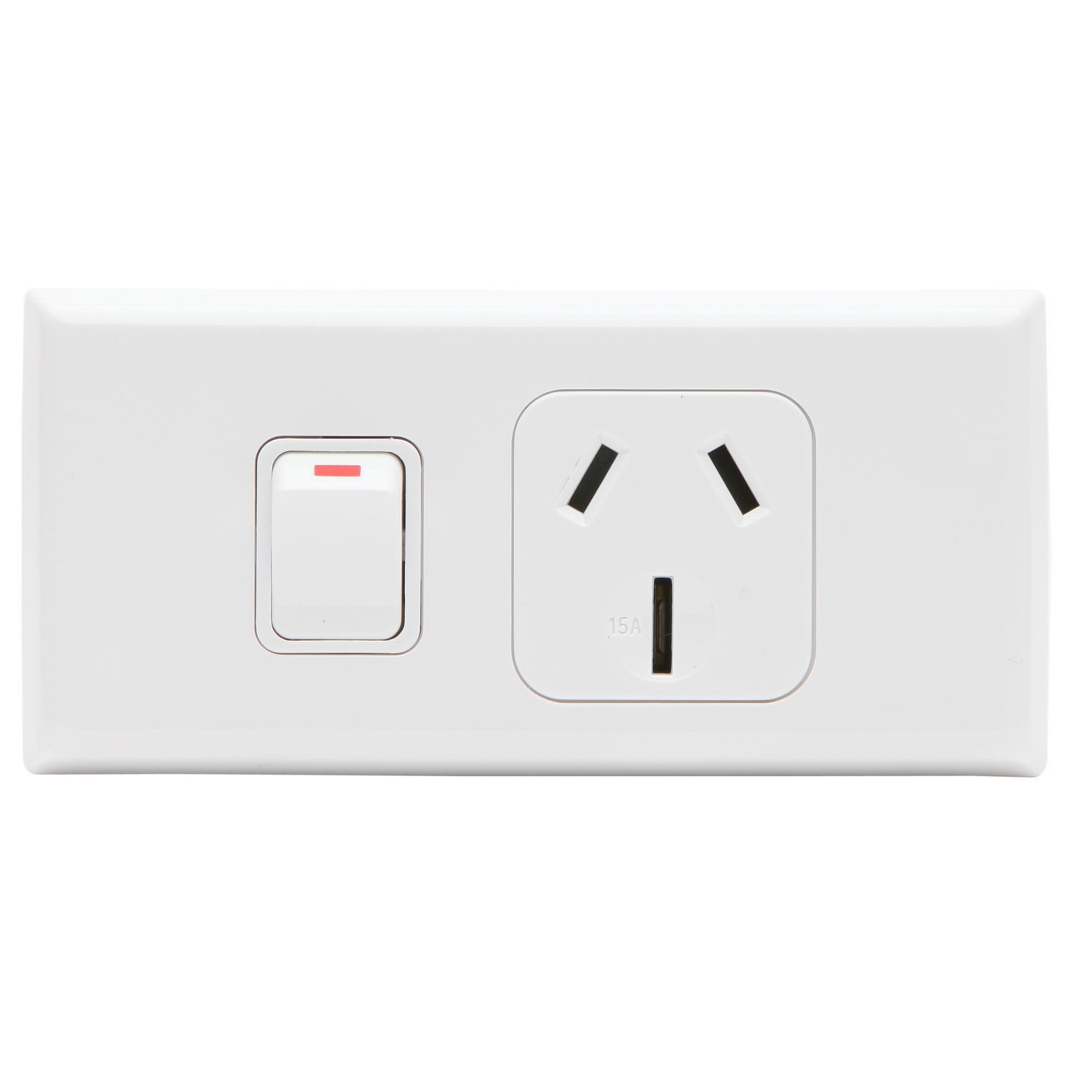 Single Worktop Switched Socket Outlet; 15A, 250VAC, White