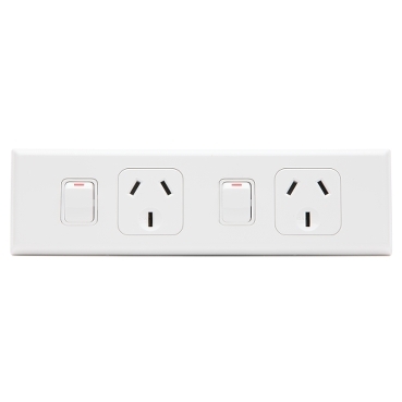 600 Series, Double Switched Socket, Worktop, Twin Base, 10A