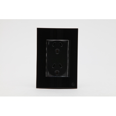 Double Vertical Switch Socket Module With Blue Led; 10A, 2-Gang