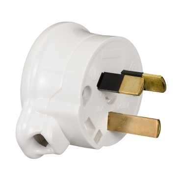 900 Series, Plug, 10A Side-Entry 3-Pin Rewireable, White