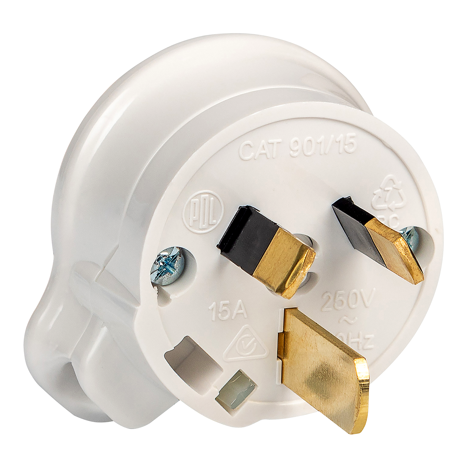 PDL 900 Series - Plug 15A Side-Entry 3-Pin - White