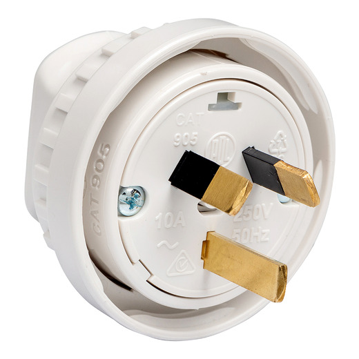 PDL 900 Series - Plug Lock-ring 10A Back-Entry 3-Pin Rewirable - White