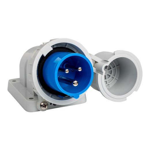 PDL BALS Appliance Inlet 16A 230V 3-Phase 3-Round Pin IP67 - Blue