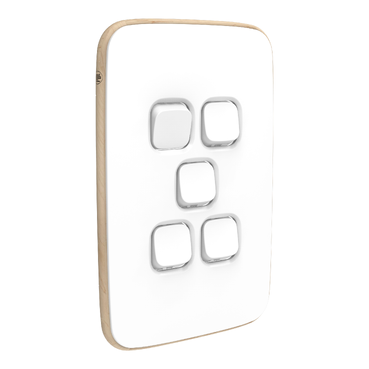 Iconic, Essence Cover Plate Switch, 5-Gang, Arctic White