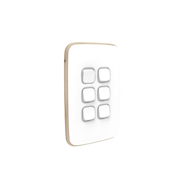 Iconic, Essence Cover Plate Switch, 6-Gang, Arctic White