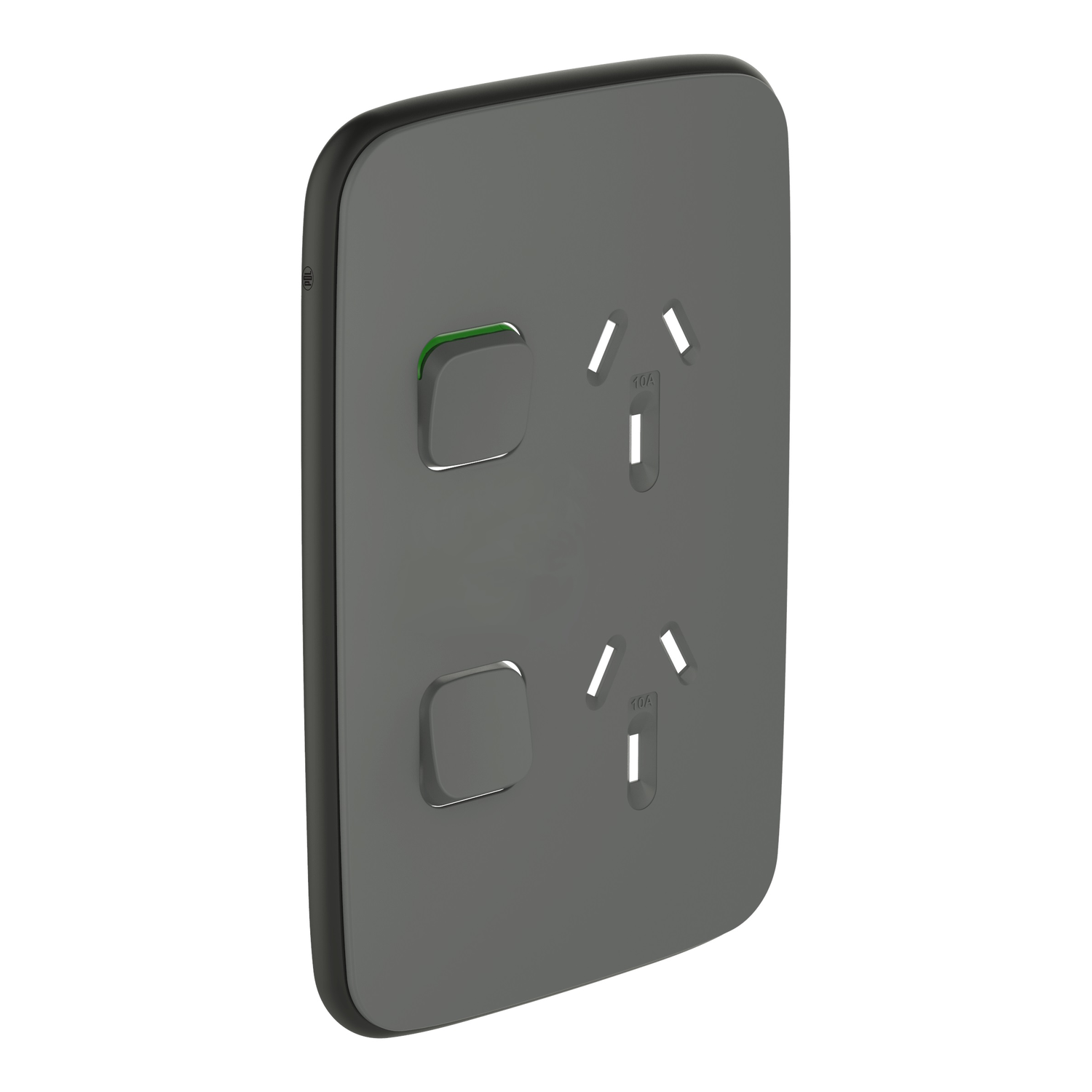 PDL Iconic Essence - Cover Plate Double Switched Socket Vertical - Ash Grey