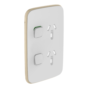 Iconic, Essence Cover Plate Double Switched Socket, Vertical, Arctic White