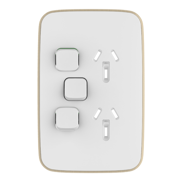 Skin Socket Switch Vertical Twin 1 Extra Switch 10A - AW