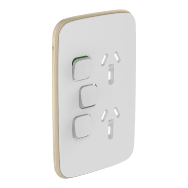 Iconic, Essence Cover Plate Double Switched Socket + Switch, Vertical