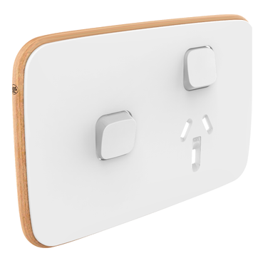 Iconic, Essence Cover Plate Switched Socket + Switch, Horizontal, Arctic White