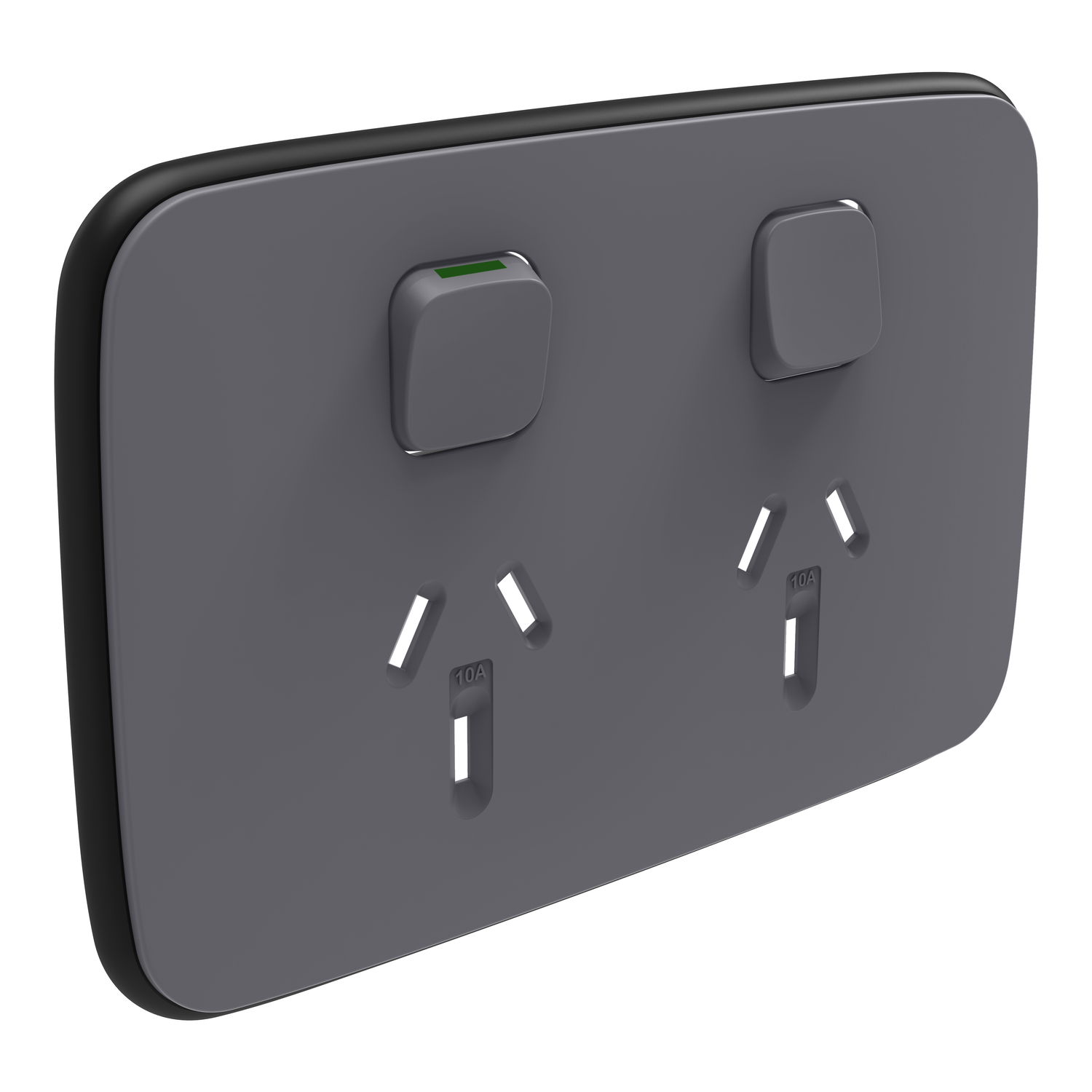 PDL Iconic Essence - Cover Plate Double Switched Socket Horizontal - Ash Grey