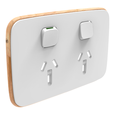 Iconic, Essence Cover Plate Double Switched Socket, Horizontal