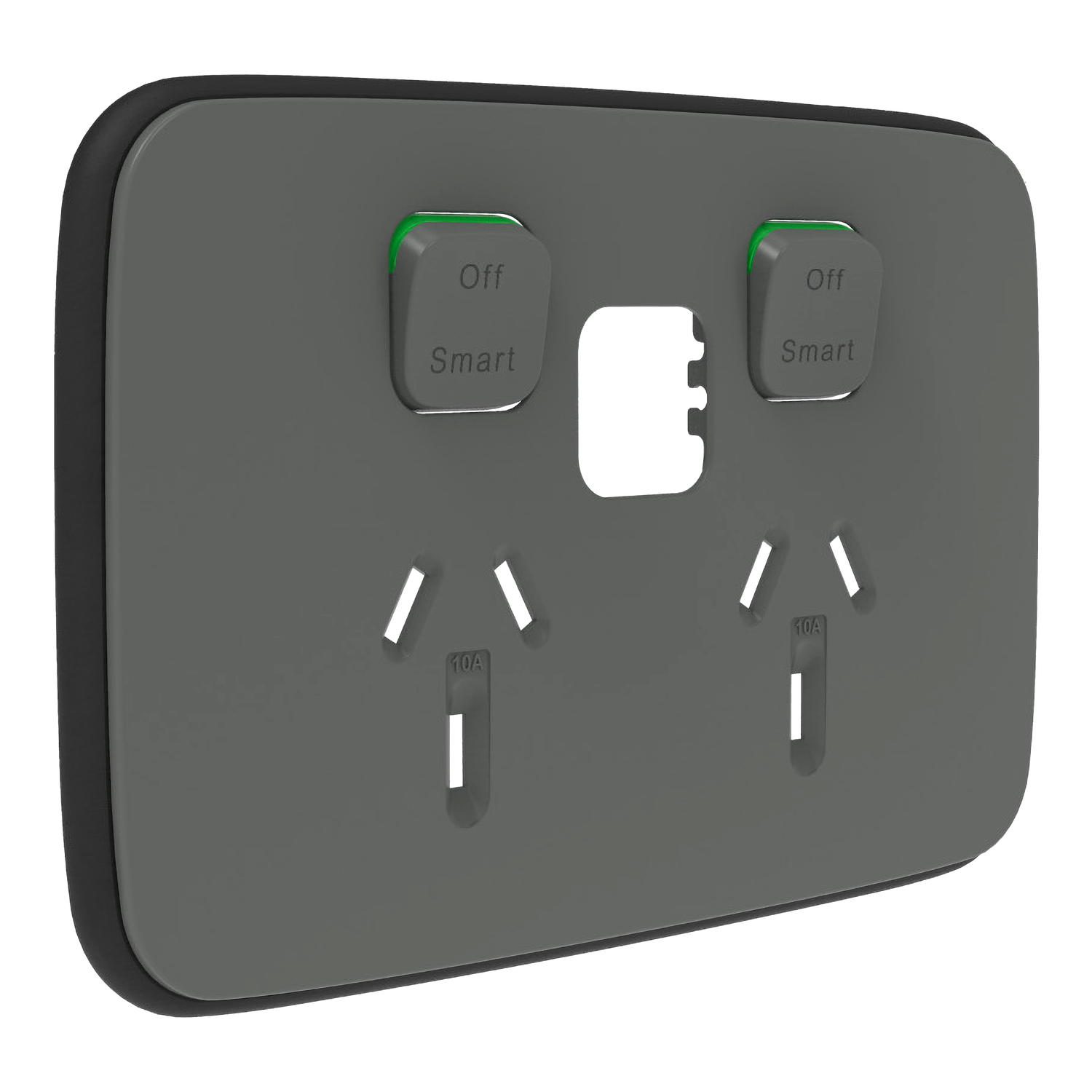 PDL Iconic Essence - Cover Plate Connected Double Socket - Ash Grey