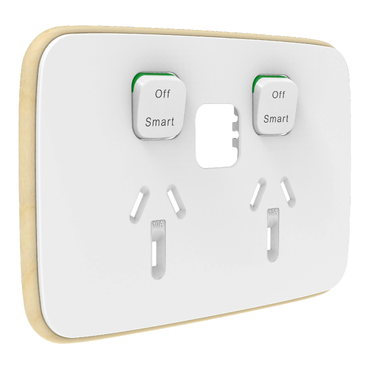 Iconic, Essence Cover Plate Connected Double Socket, Arctic White