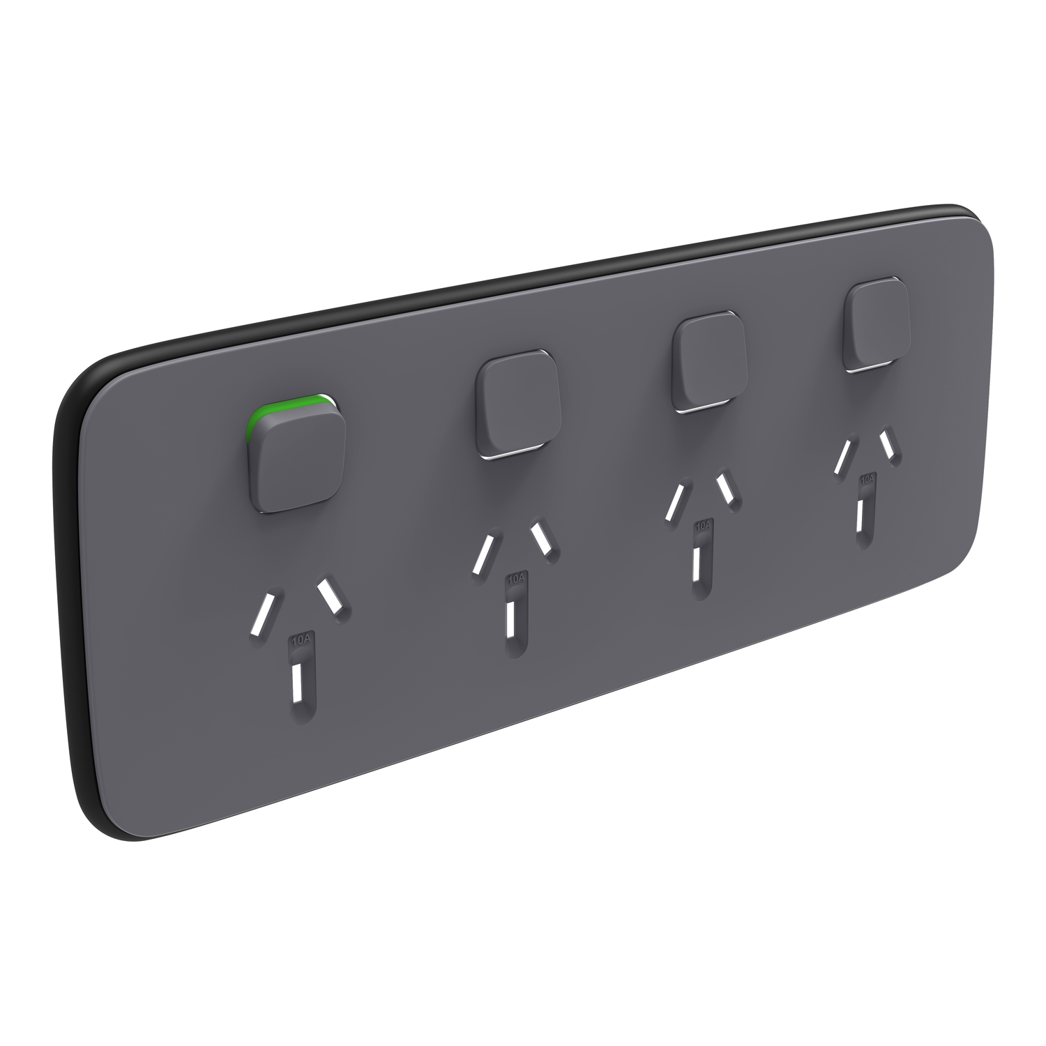 PDL Iconic Essence - Cover Plate Quad Switched Socket - Ash Grey