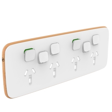 Iconic, Essence Cover Plate Quad Switched Socket + 2 Switches, Arctic White