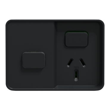 Switched socket outlet, PDL Iconic Outdoor, Single with timer, 10 A, 250 V, Black