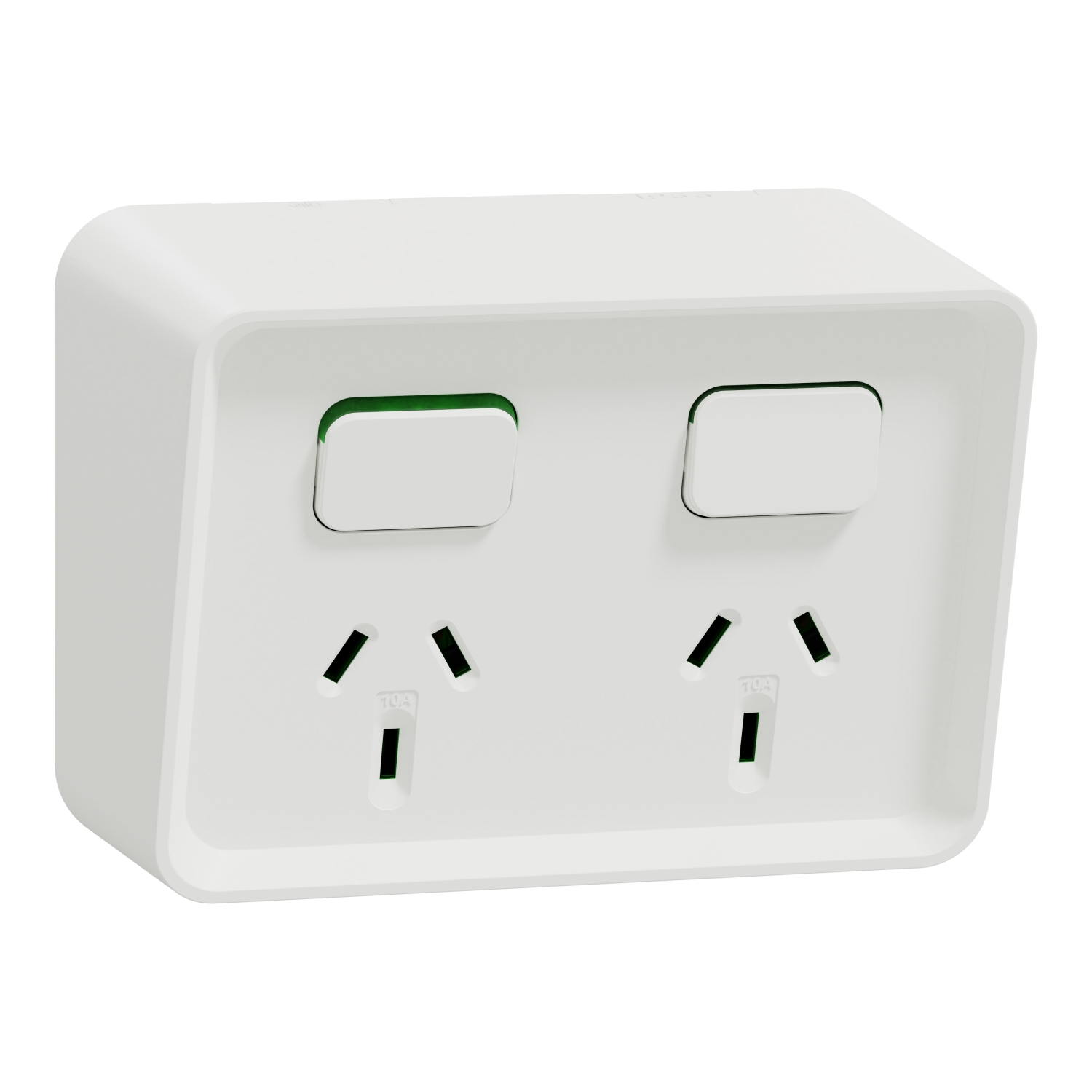 PDL Iconic Outdoor, Socket Switch Horizontal Twin, 10A 250V