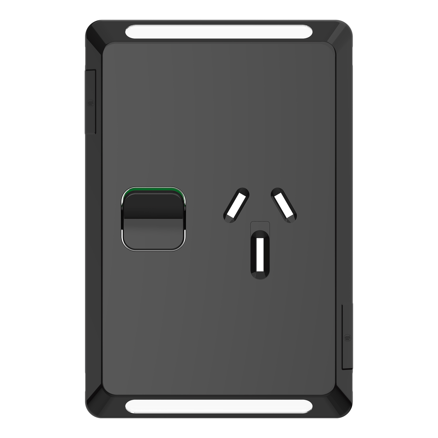 PDL Pro Series - Cover Plate Switched Socket 15A Vertical - Black