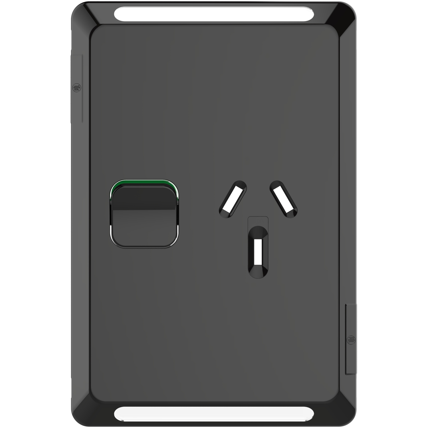PDL Pro Series - Cover Plate Switched Socket 10A Vertical - Black