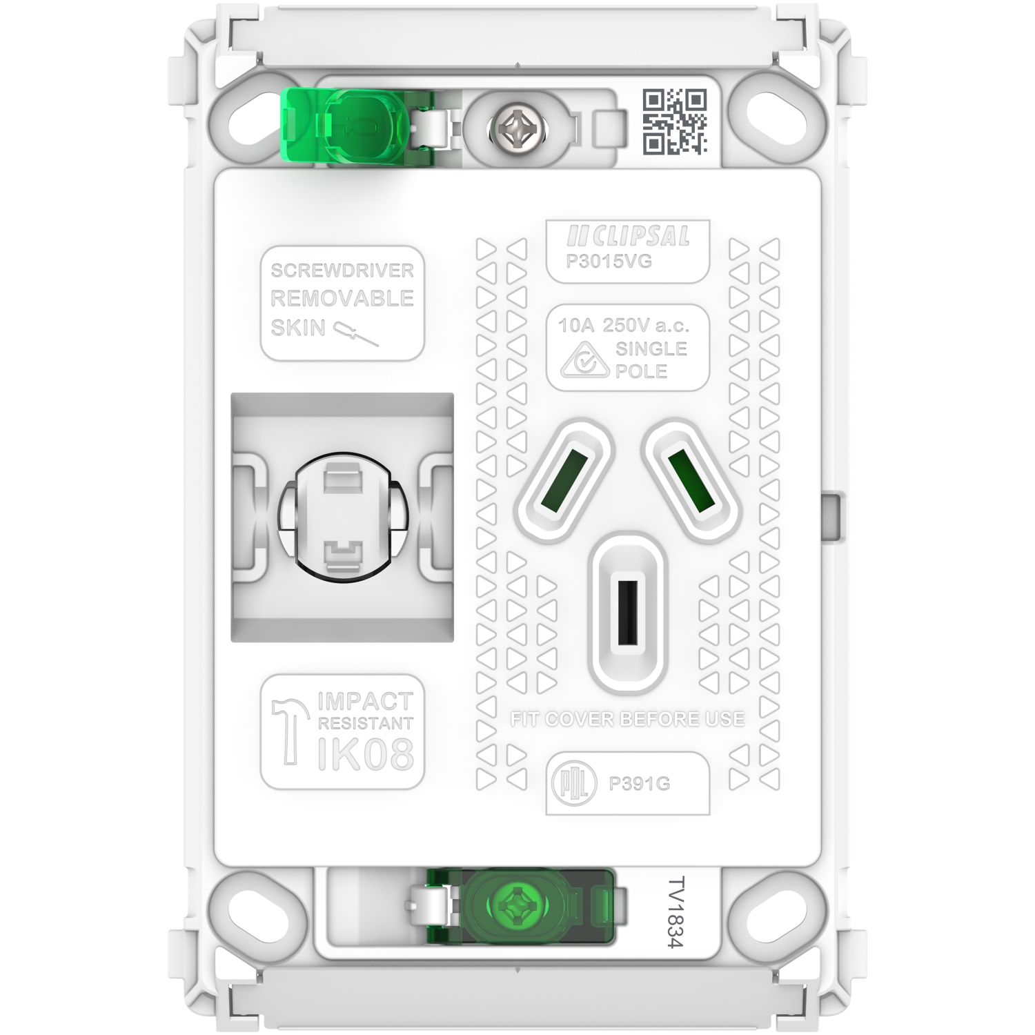 PDL Pro Series - Grid Single Switched Socket 10A Vertical