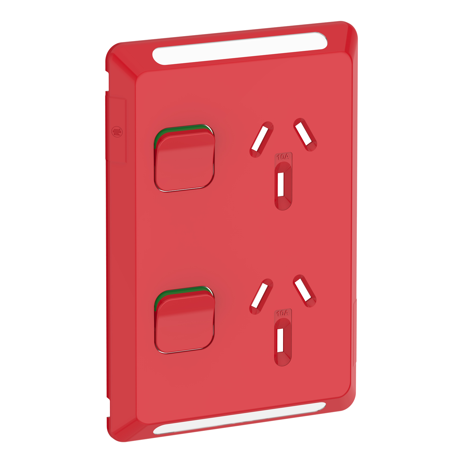 PDL Pro Series - Cover Plate Double Switched Socket 10A Vertical - Red