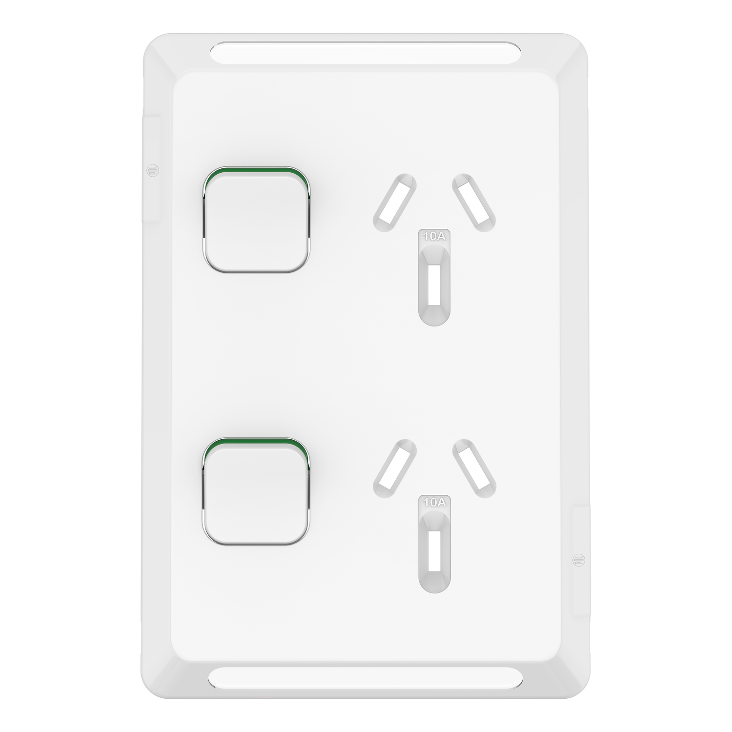 PDL Pro Series - Cover Plate Double Switched Socket 10A Vertical - White