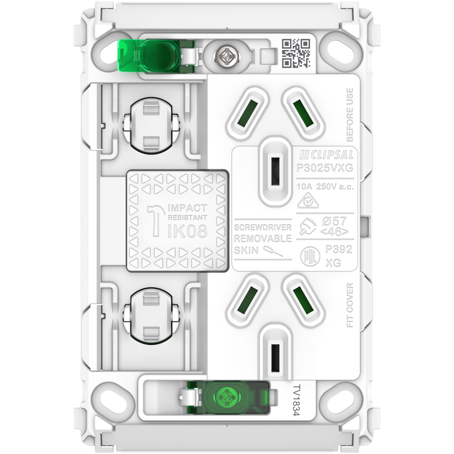 PDL Pro Series - Grid Double Switched Socket 10A Vertical