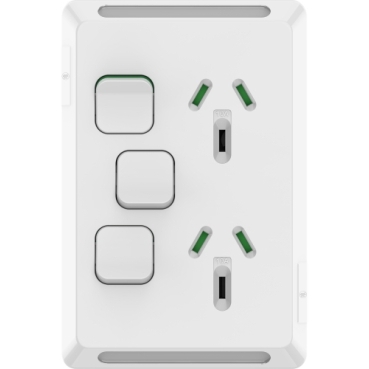Pro Series, Switched Socket, 3 Switch & 2 Socket, Vertical, 10A