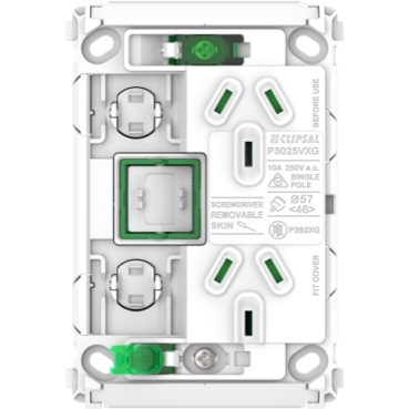 Pro Series, Grid Double Switched Socket, 10A + Switch, Vertical