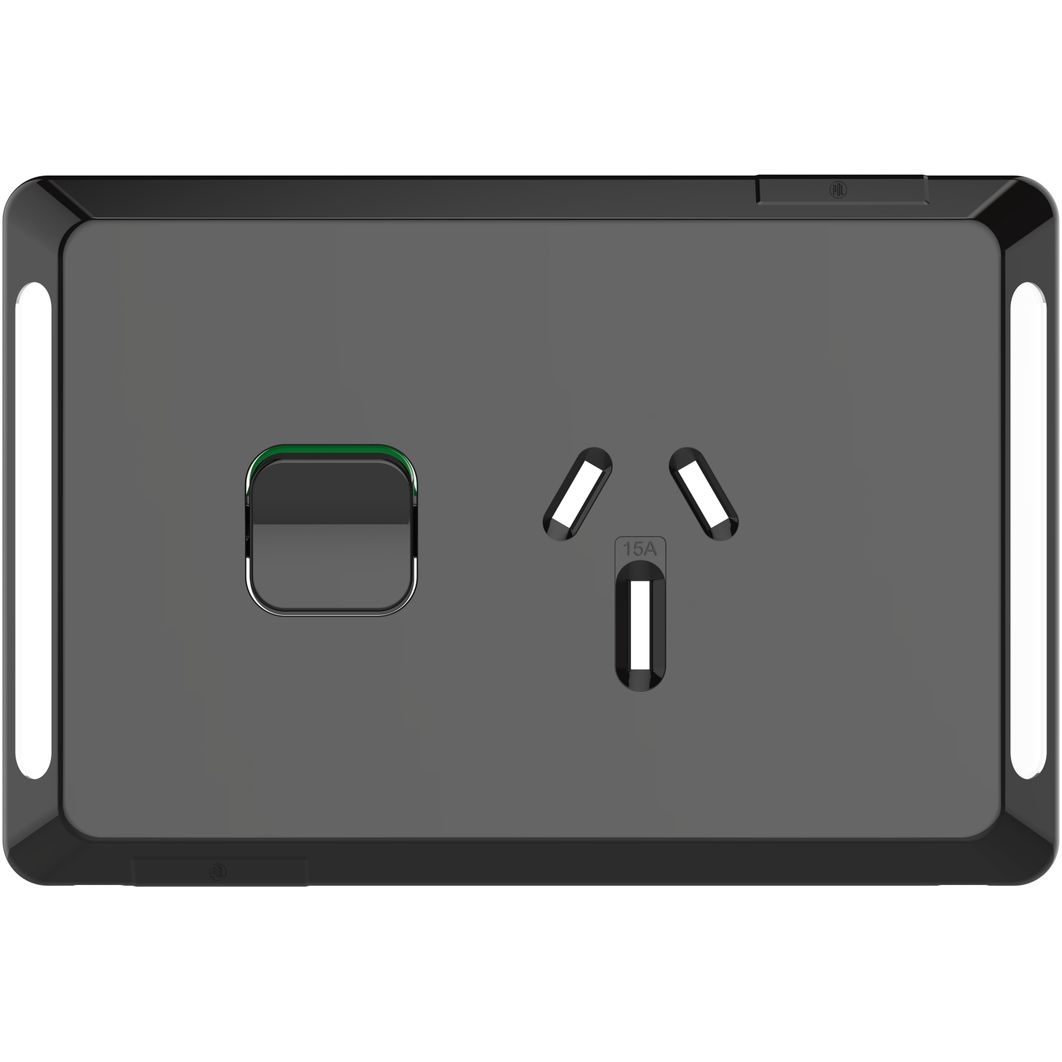 PDL Pro Series - Cover Plate Switched Socket 15A Horizontal - Black