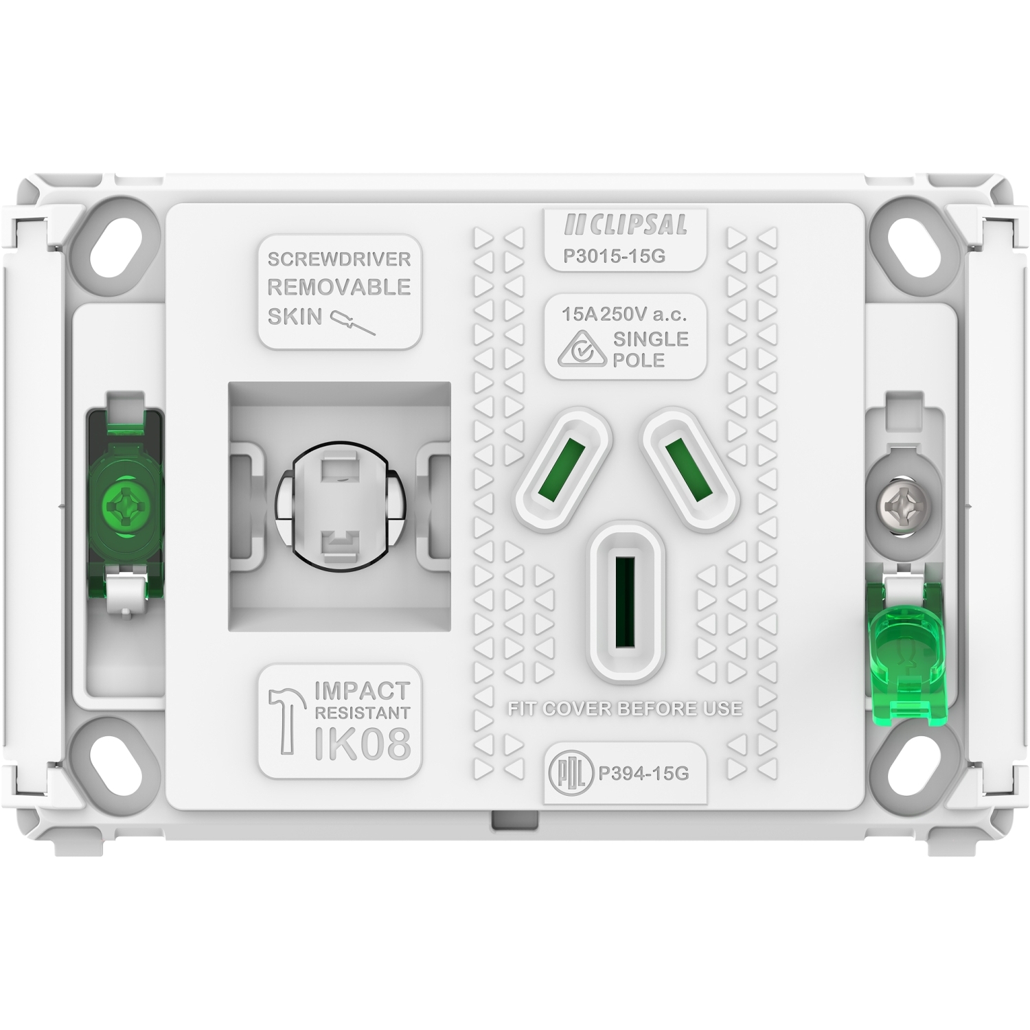 PDL Pro Series - Grid Single Switched Socket 15A Horizontal