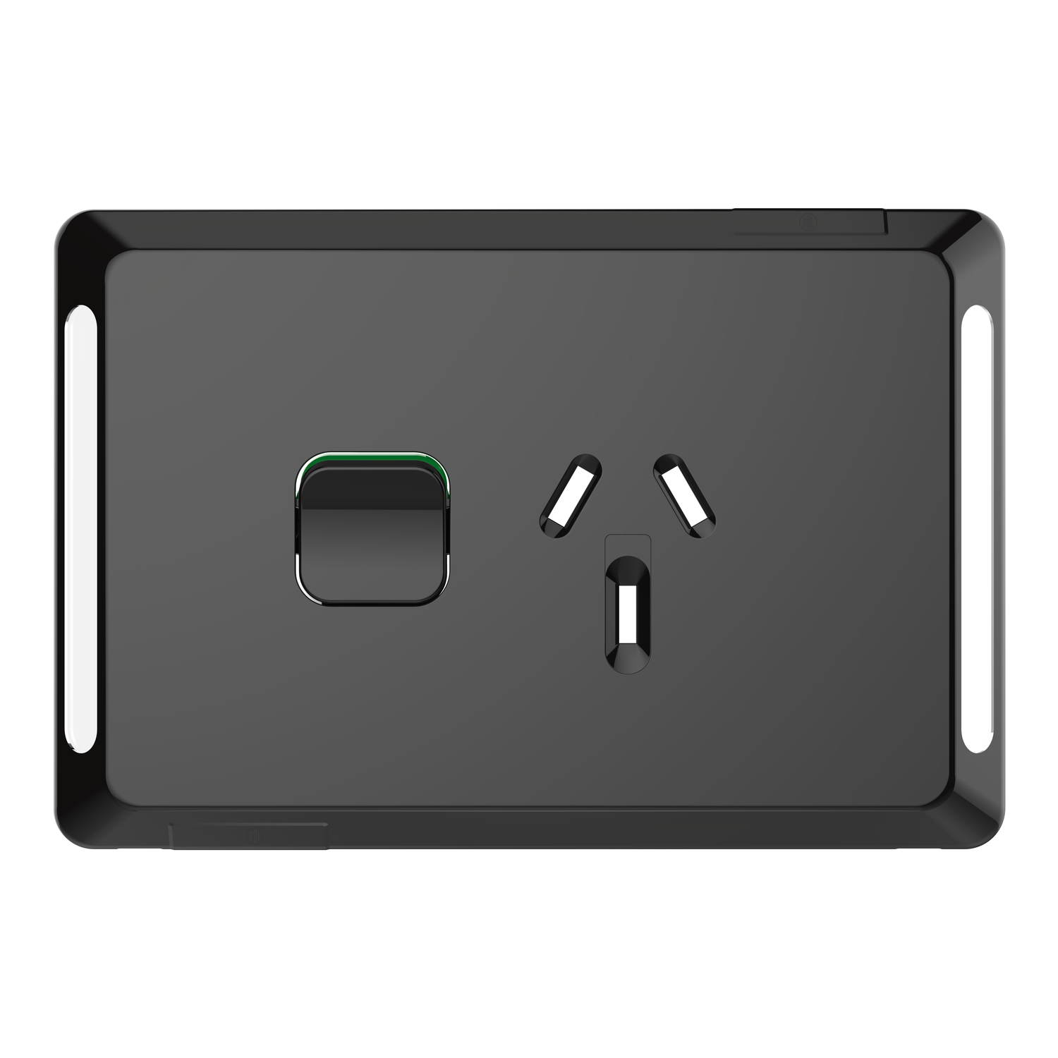 PDL Pro Series - Cover Plate Switched Socket 10A Horizontal - Black