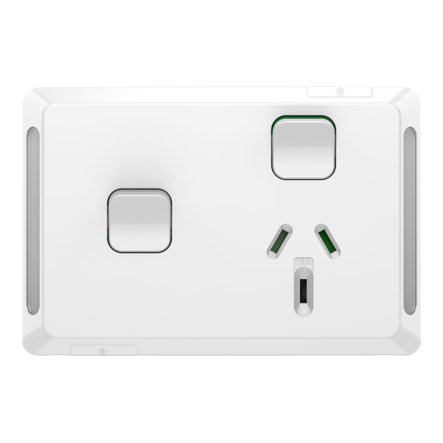 PDL Pro Series - Switched Socket 10A + Switch Horizontal - White
