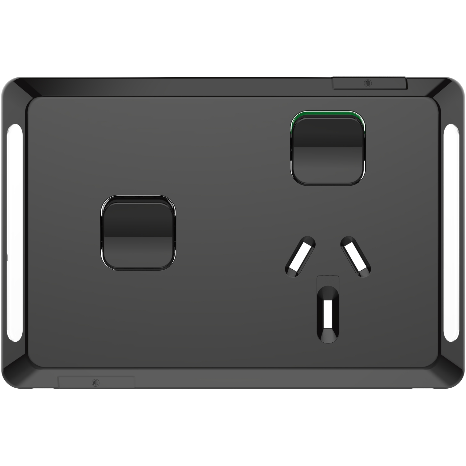 PDL Pro Series - Cover Plate Switched Socket 10A + Switch Horizontal - Black
