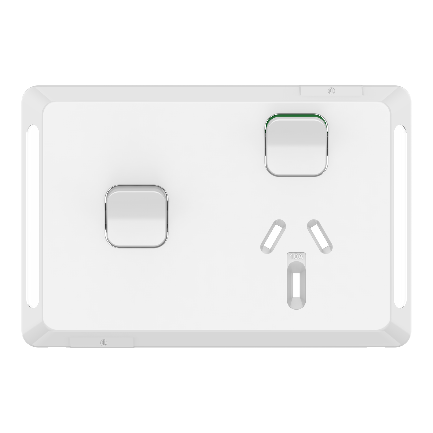 PDL Pro Series - Cover Plate Switched Socket 10A + Switch Horizontal - White